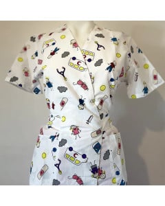 Bluza medicala kimono alba cu imprimeu model Kids